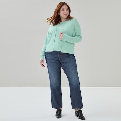 Women+ Cable Knit Cardigan - Aqua