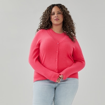 Women+ Cable Knit Cardigan - Pink