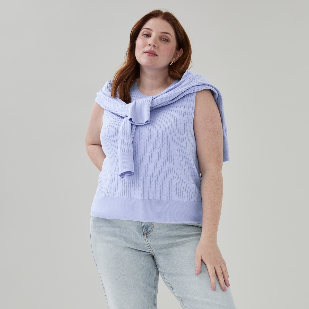 Women+ Cable Knit Tank - Lavender