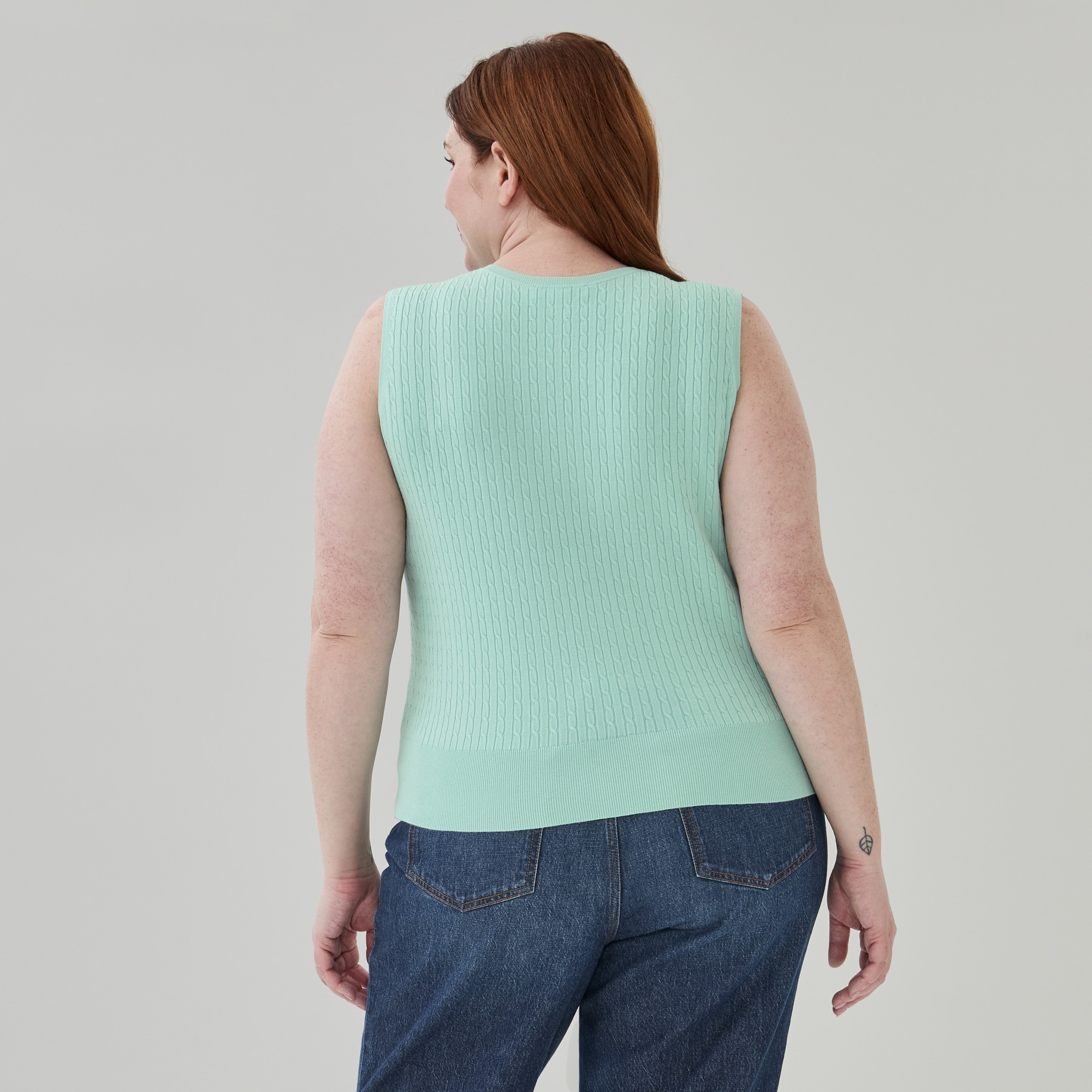 Women+ Cable Knit Tank in Aqua from Joe Fresh