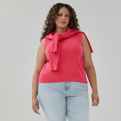 Women+ Cable Knit Tank - Pink