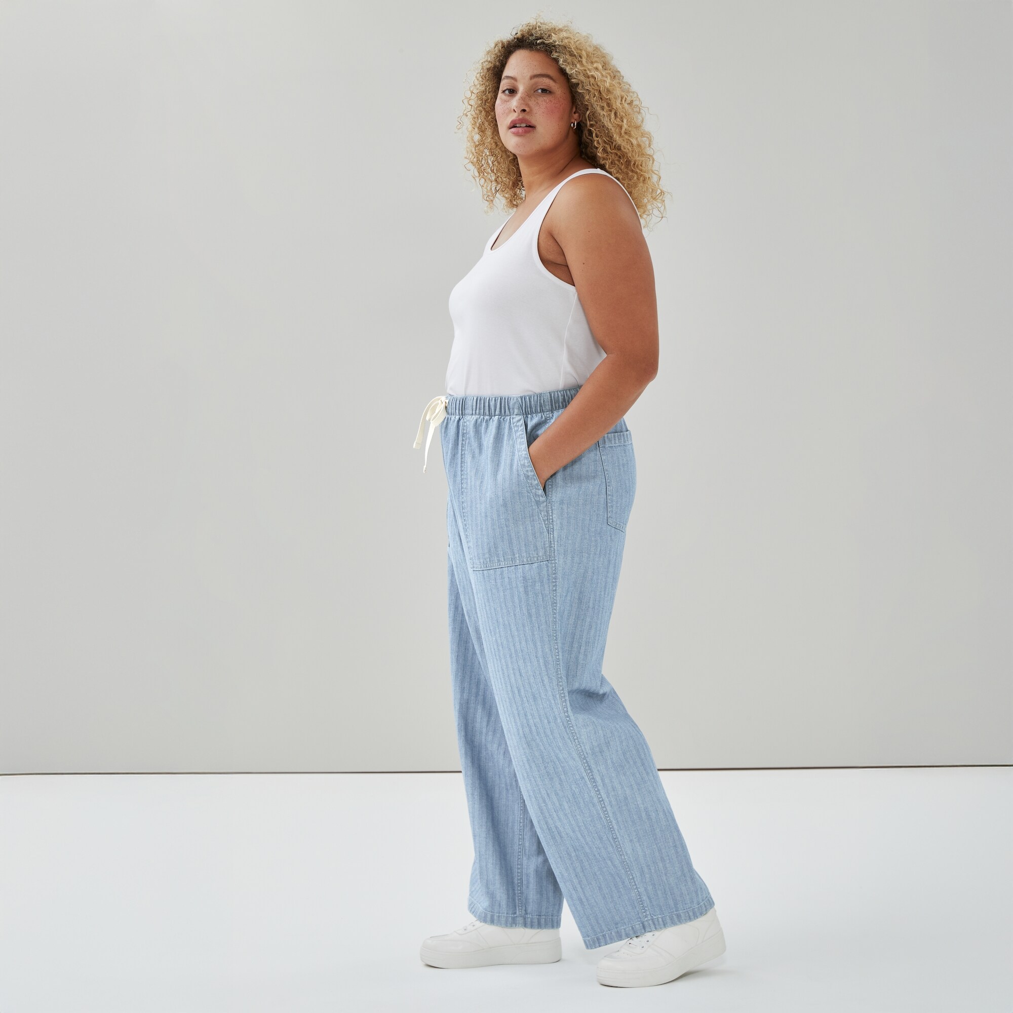 Pantalon utilitaire sans attache délavé clair