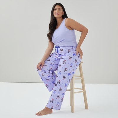 Women+ Printed Cotton Sleep Pant - Blue