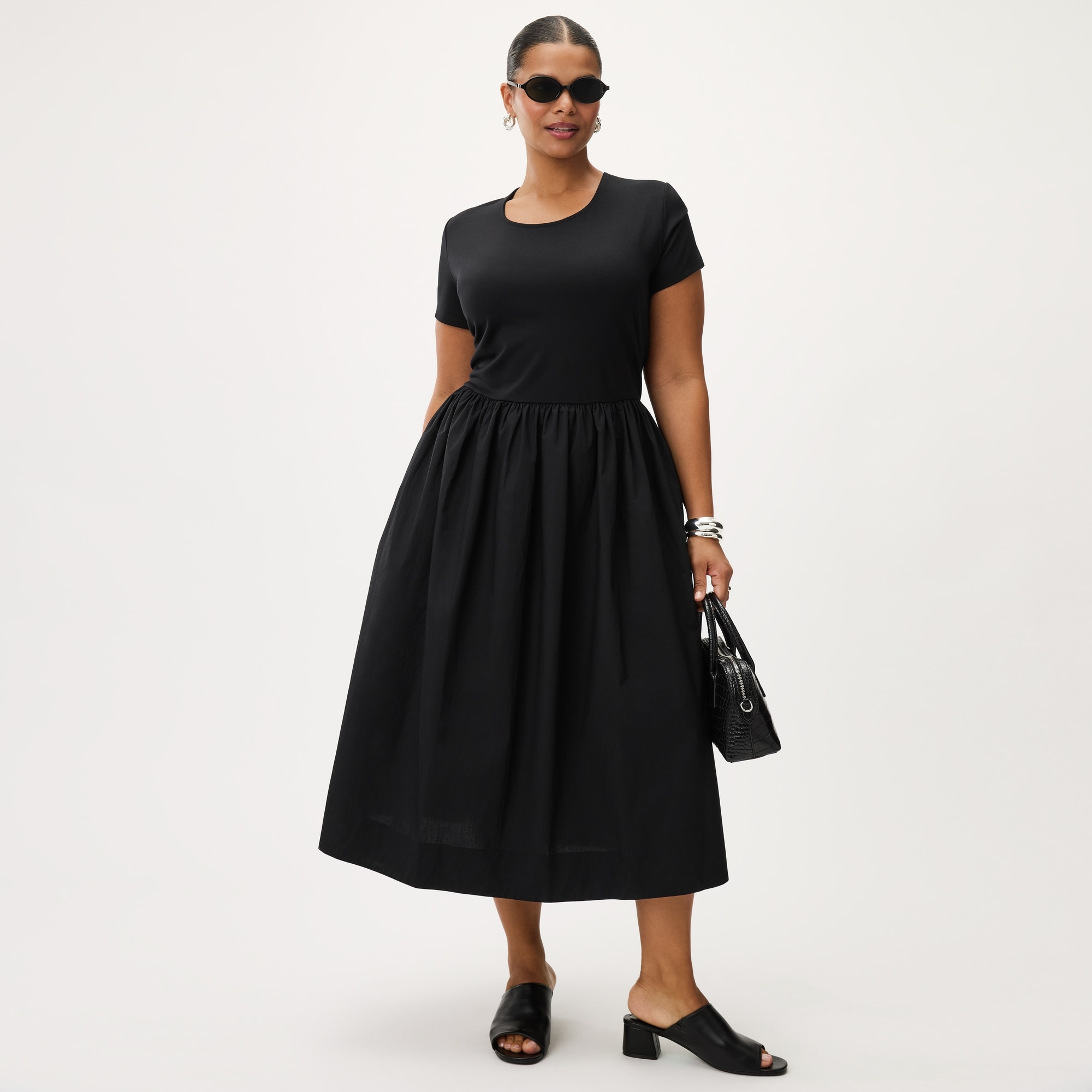 Women+ Flared Midi Dress in JF Black from Joe Fresh