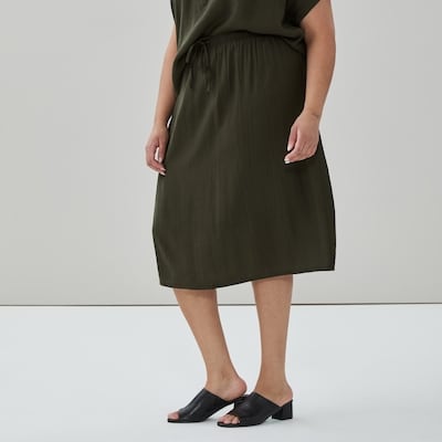 Jupe midi à enfiler en gaze Femmes+ - Brun Kaki Foncé