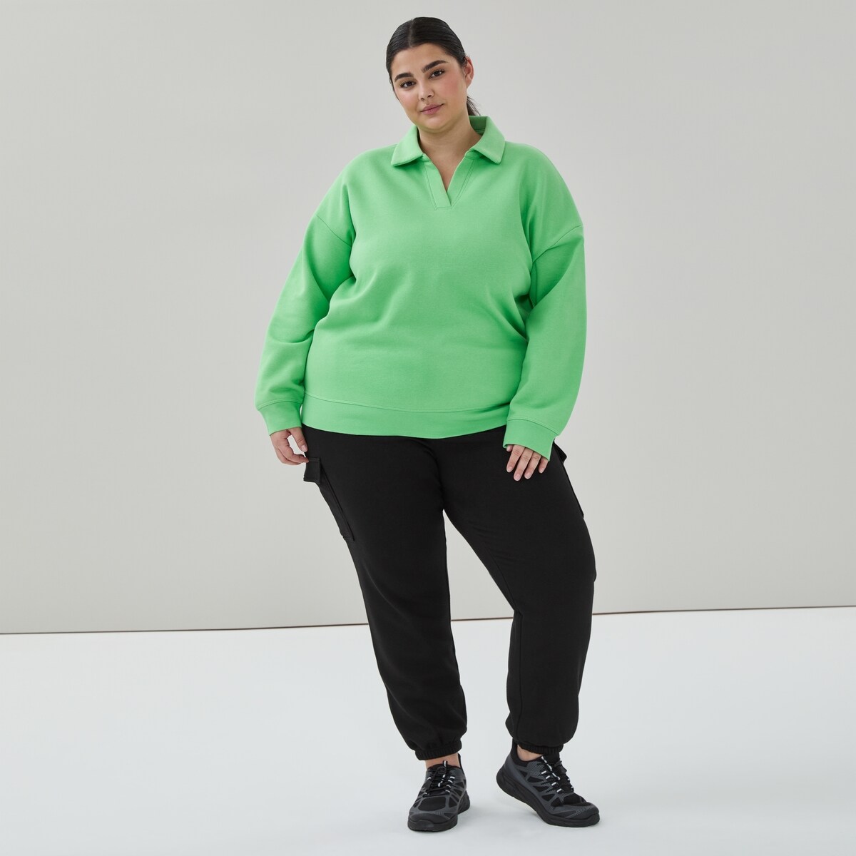 Women+ Fleece Polo Sweatshirt - Bright Green