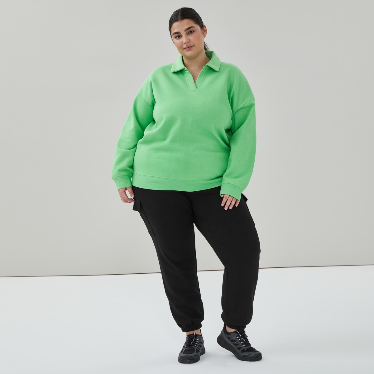 Women+ Fleece Polo Sweatshirt - Bright Green