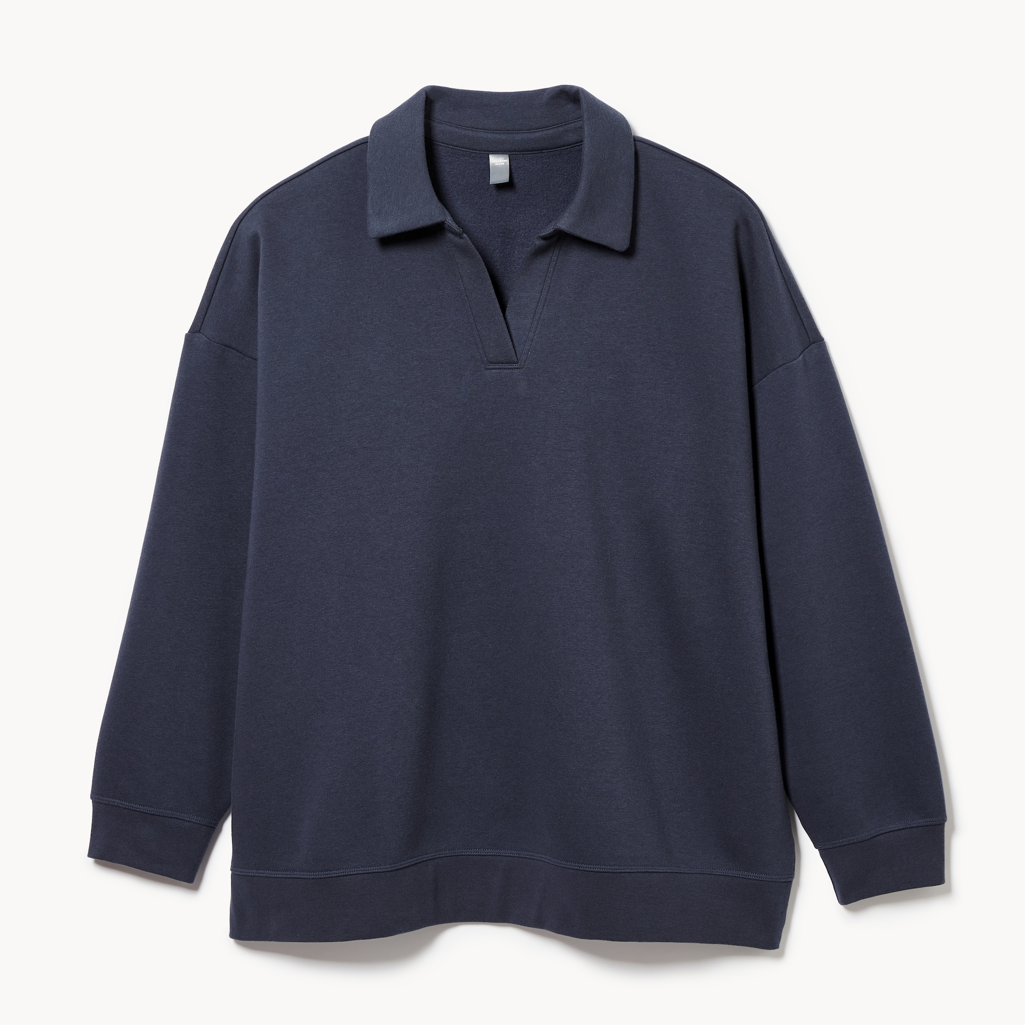 Women+ Fleece Polo Sweatshirt in Dark Navy from Joe Fresh