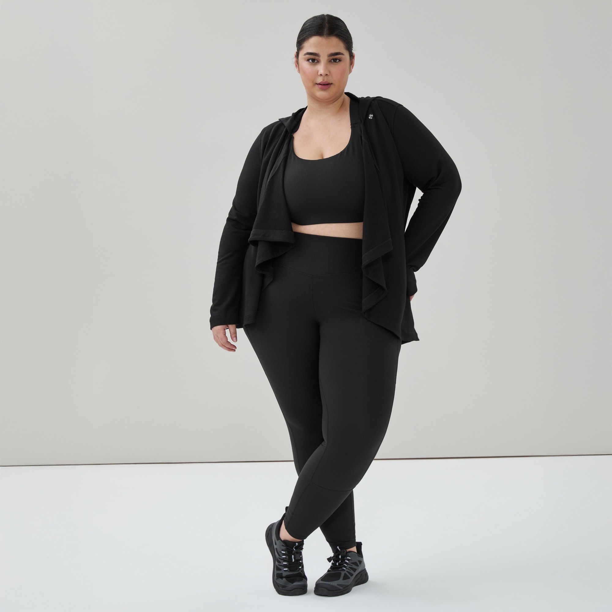 Women+ Active Hooded Wrap in Black from Joe Fresh