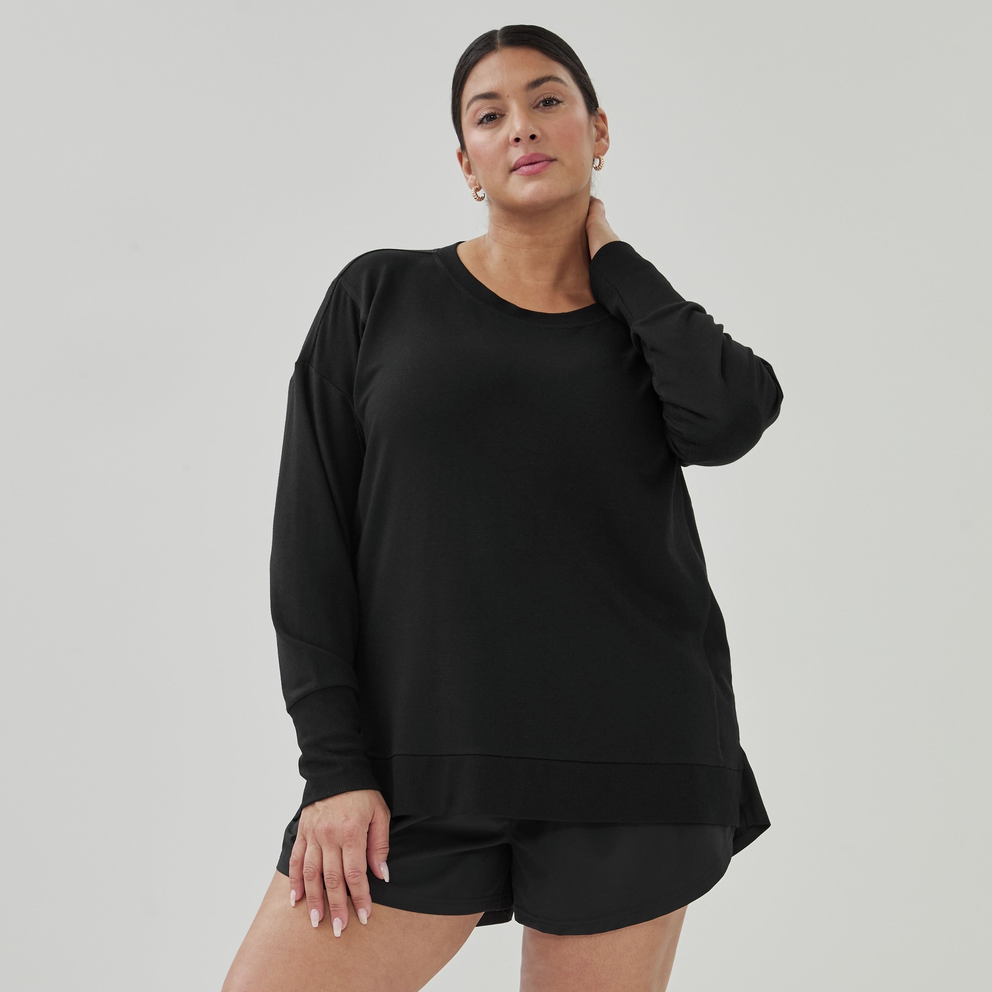 Micro French Terry Sweatshirt in Black from Joe Fresh