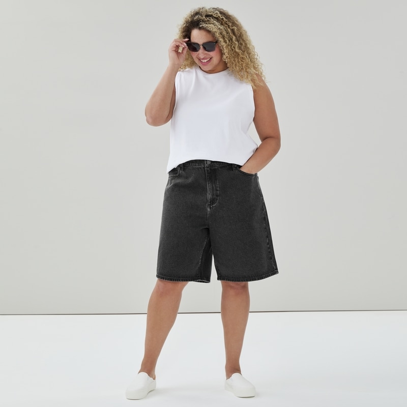 Joe Fresh Women+ Dark Wash Baggy Denim Jort - 1 ea | Your
