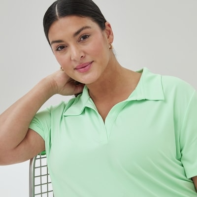 T-shirt polo sport Femmes+ - Turquoise Pâle