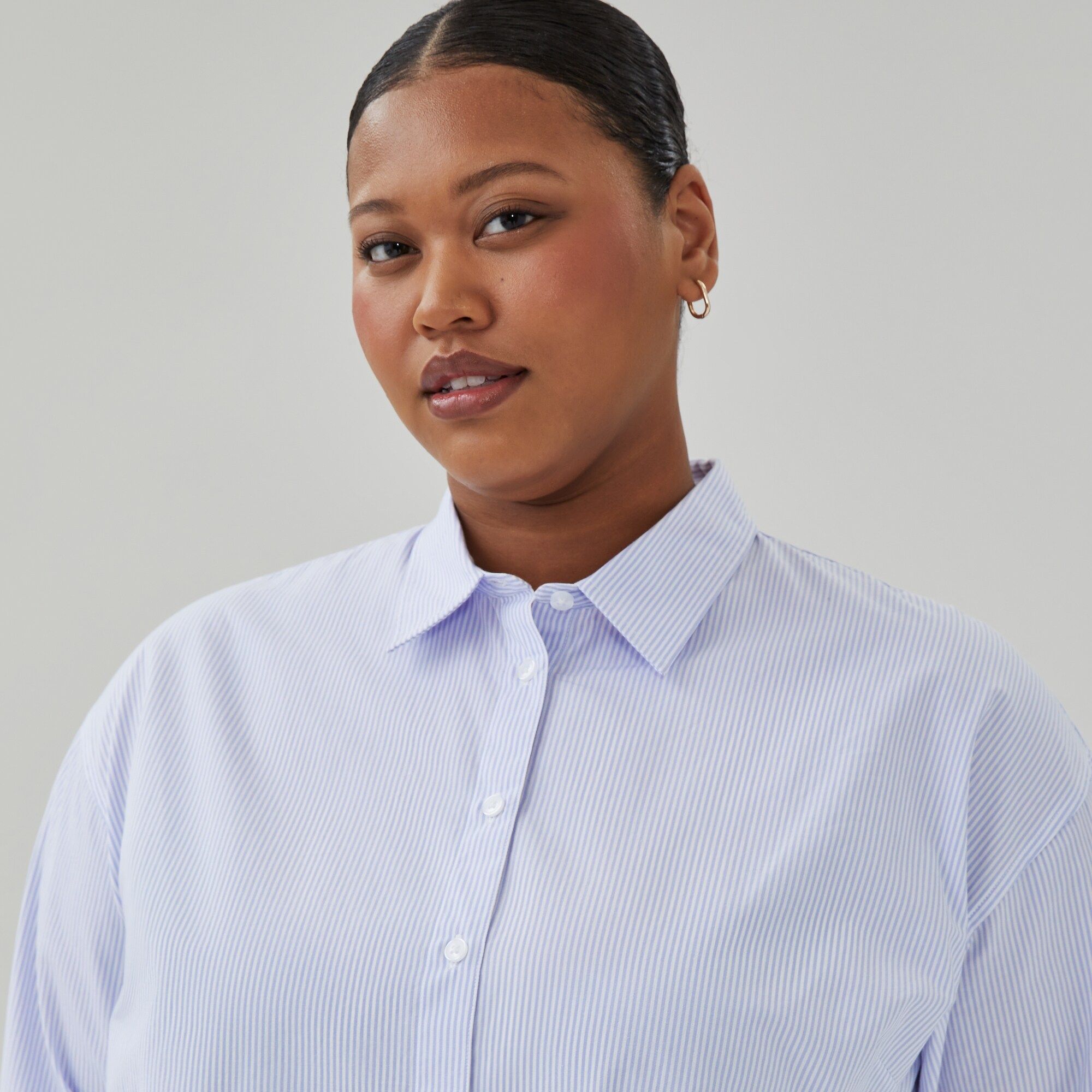 Women+ Striped Oversized Button-Up
