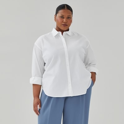 Chemisier boutonné ample en popeline Femmes+ - Blanc pur