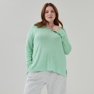 Chandail en molleton en tricot hacci Femmes+ - Mélange De Turquoise