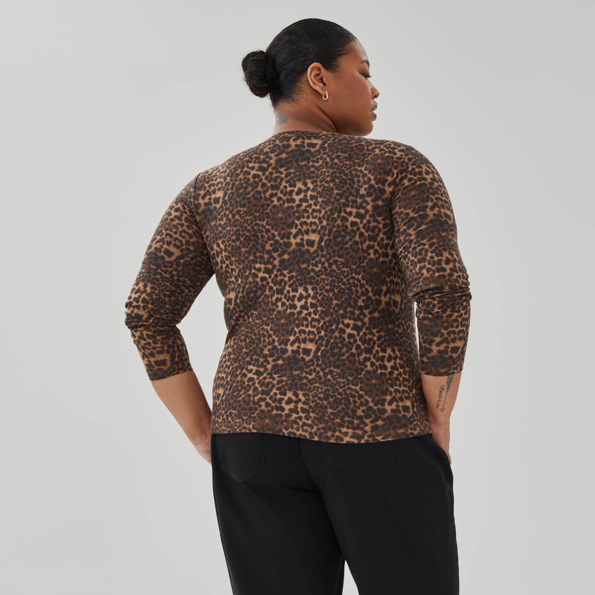Women+ Leopard Print Long Sleeve Top