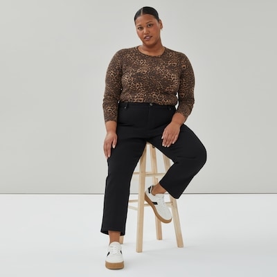 Women+ Leopard Print Long Sleeve Top - Brown