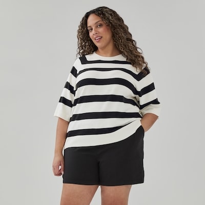 Chandail en tricot à manches raglan bouffantes - Noir