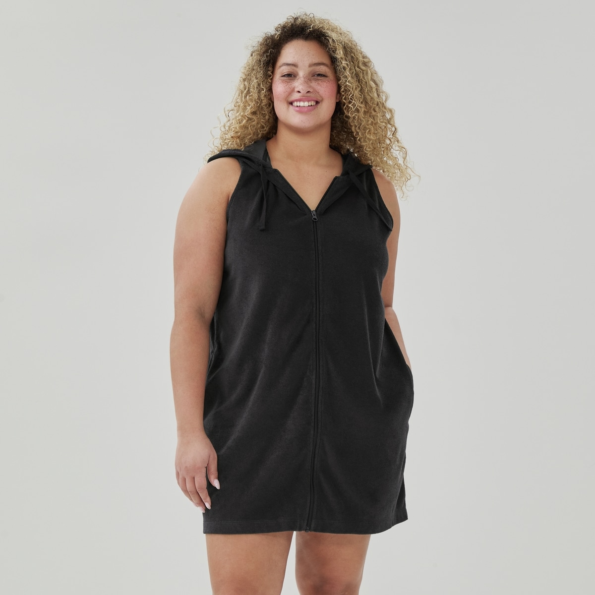 Women+ Terry Hooded Cover-Up - Black