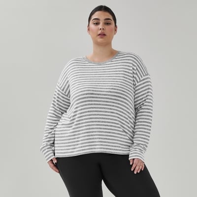 Women+ Active Striped Lounge Sweatshirt - Grey Mix