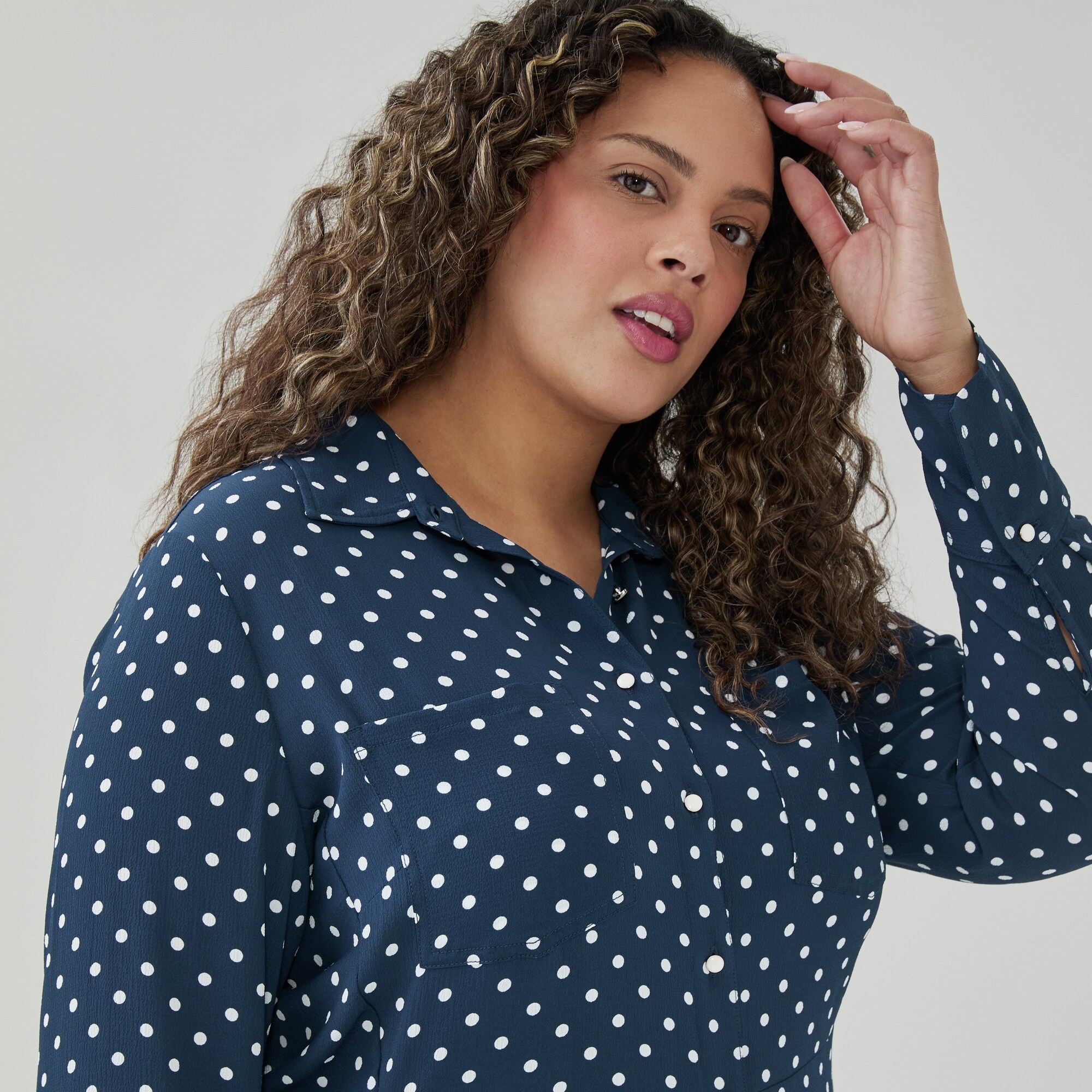 Robe maxi imprimée à manches longues Femmes+