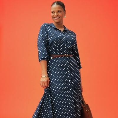 Robe maxi imprimée à manches longues Femmes+ - Marine