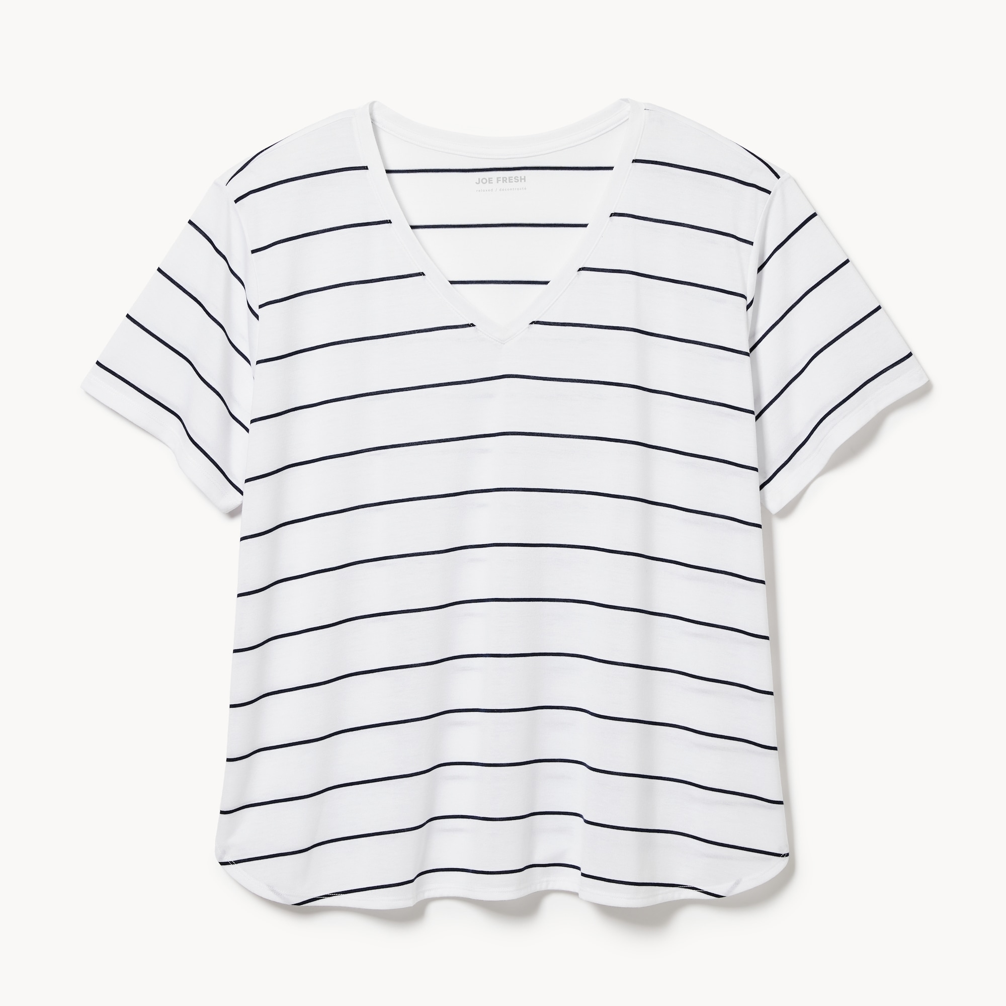 T-shirt rayé à col en V Femmes+