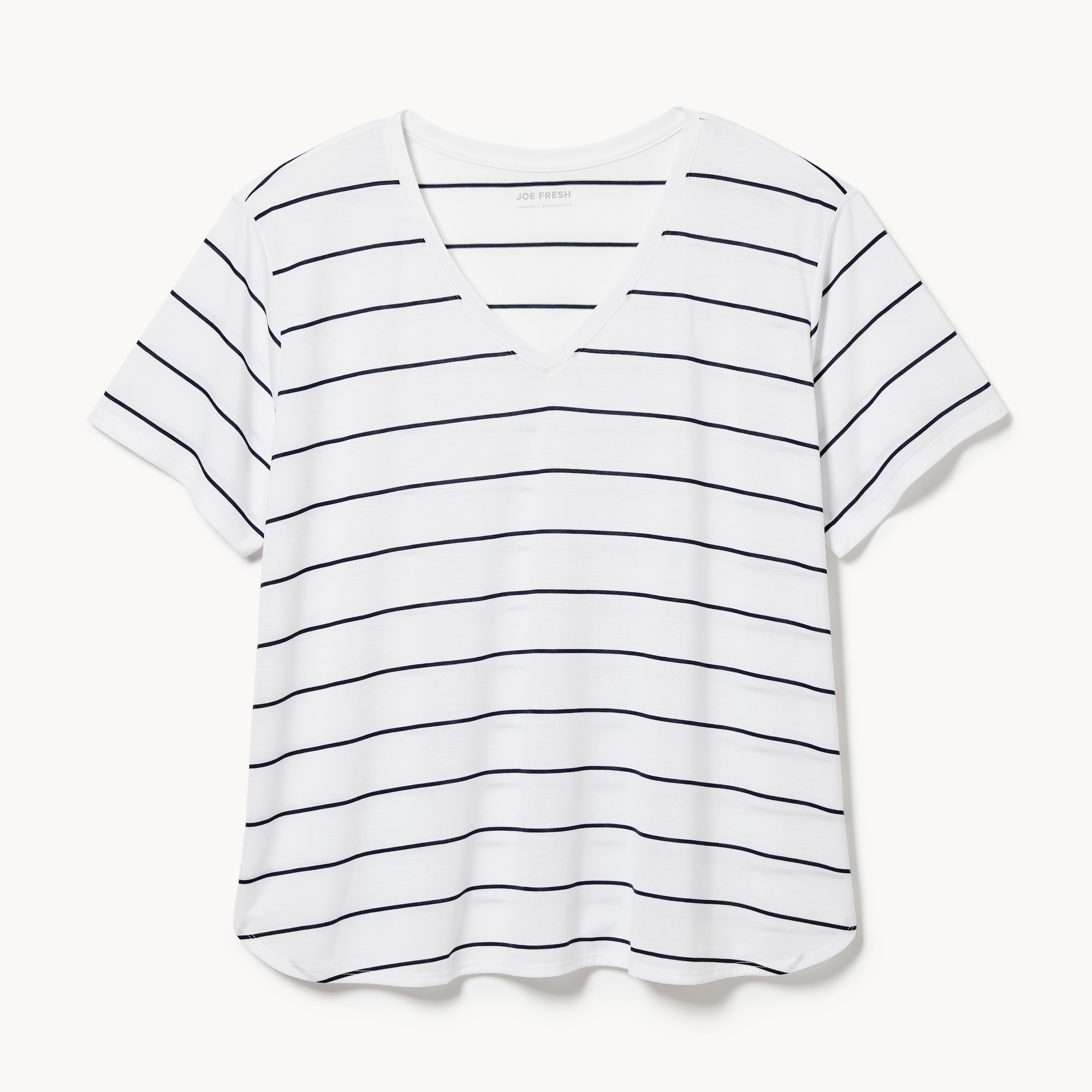 T-shirt rayé à col en V Femmes+