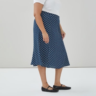 Women+ Printed Flared Midi Skirt - Navy