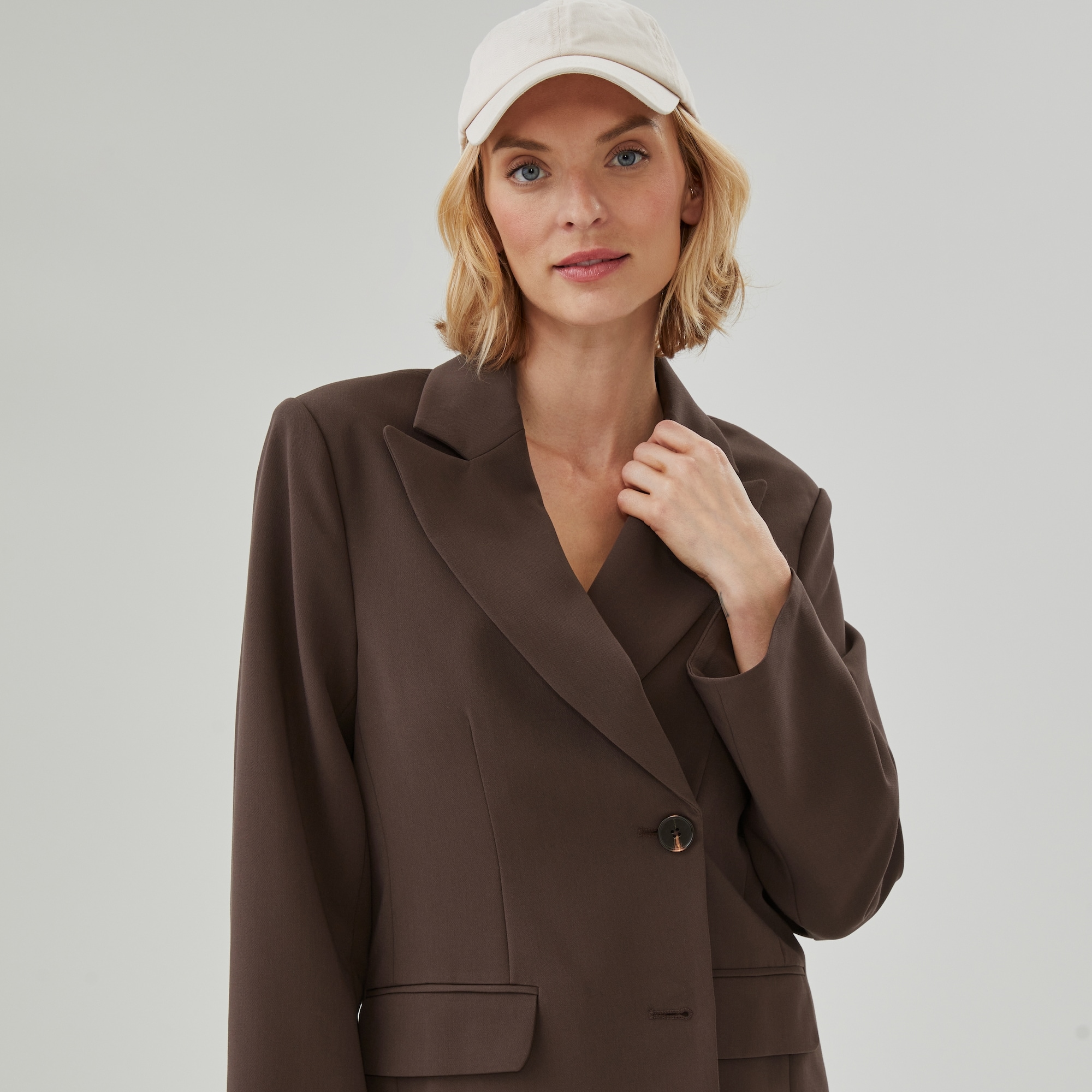 Alessia Oversized Blazer in Dark Brown from Joe Fresh