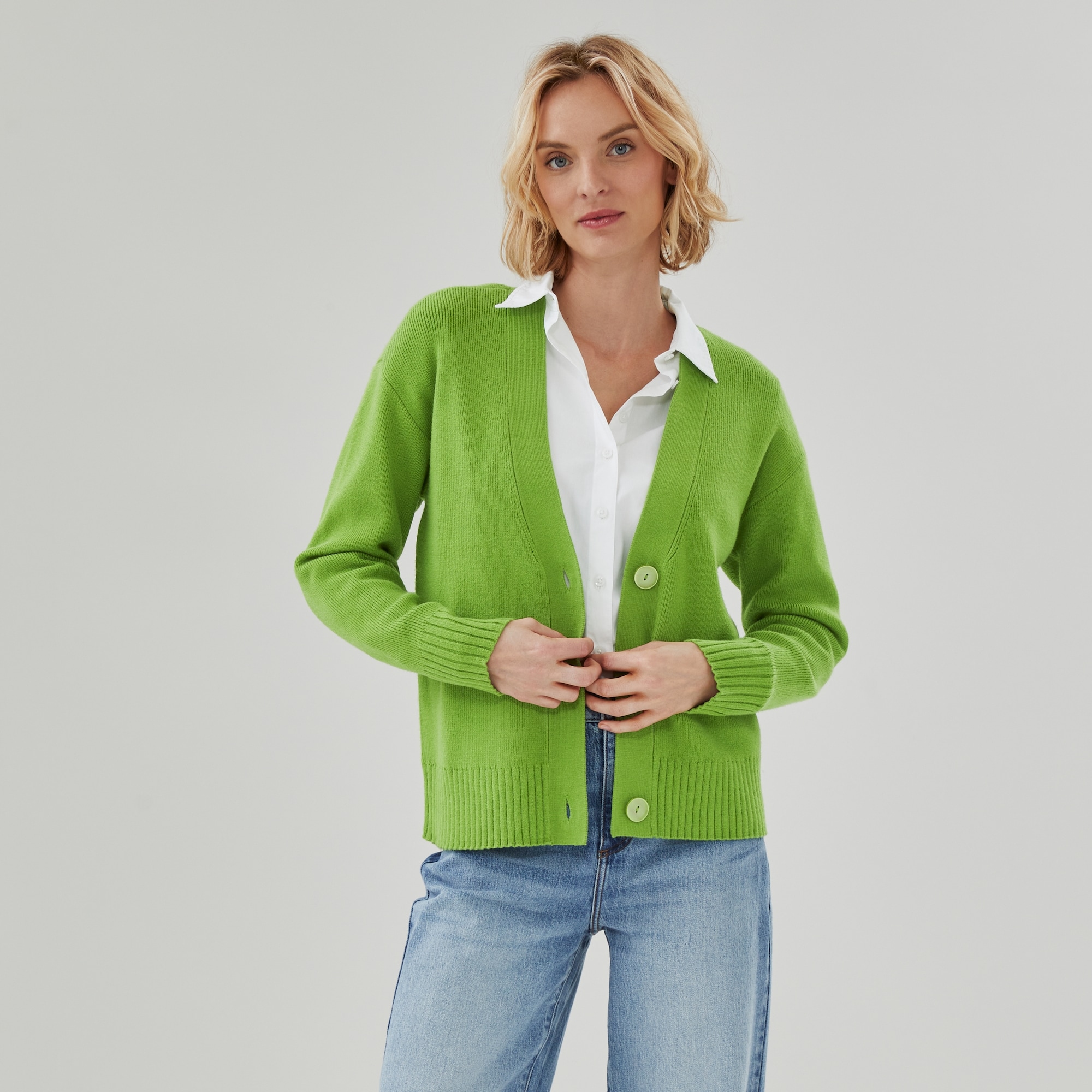 【定価21780円】WOMEN’S LINEN SHIRT CARDIGAN Relaxed Cardigan in Green from Joe Fresh