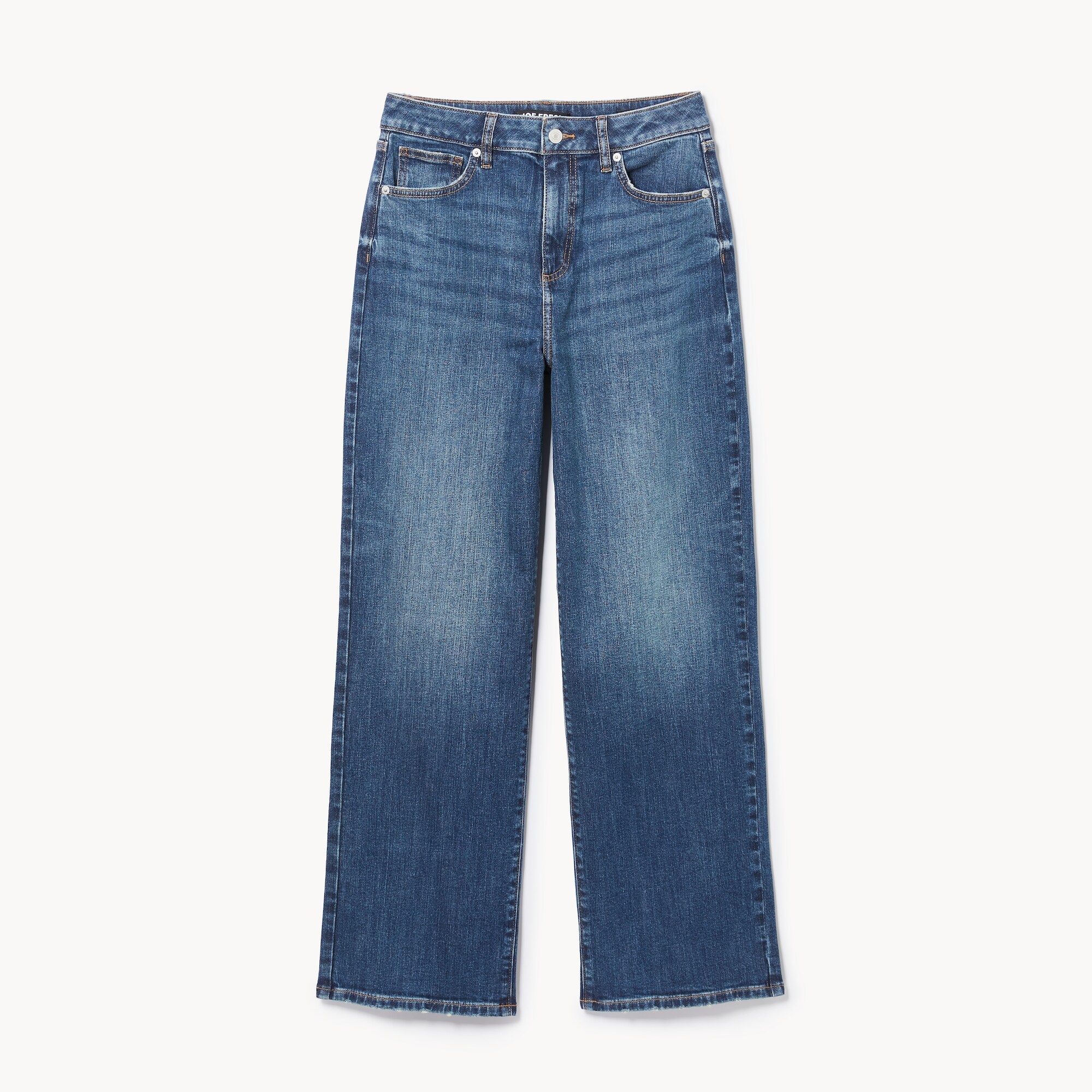 Jean délavé foncé à taille haute et à jambe large