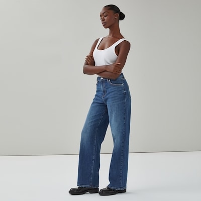 Joe Fresh Jean délavé foncé à taille haute et à jambe large 1 ea, 45,00 $/1ch