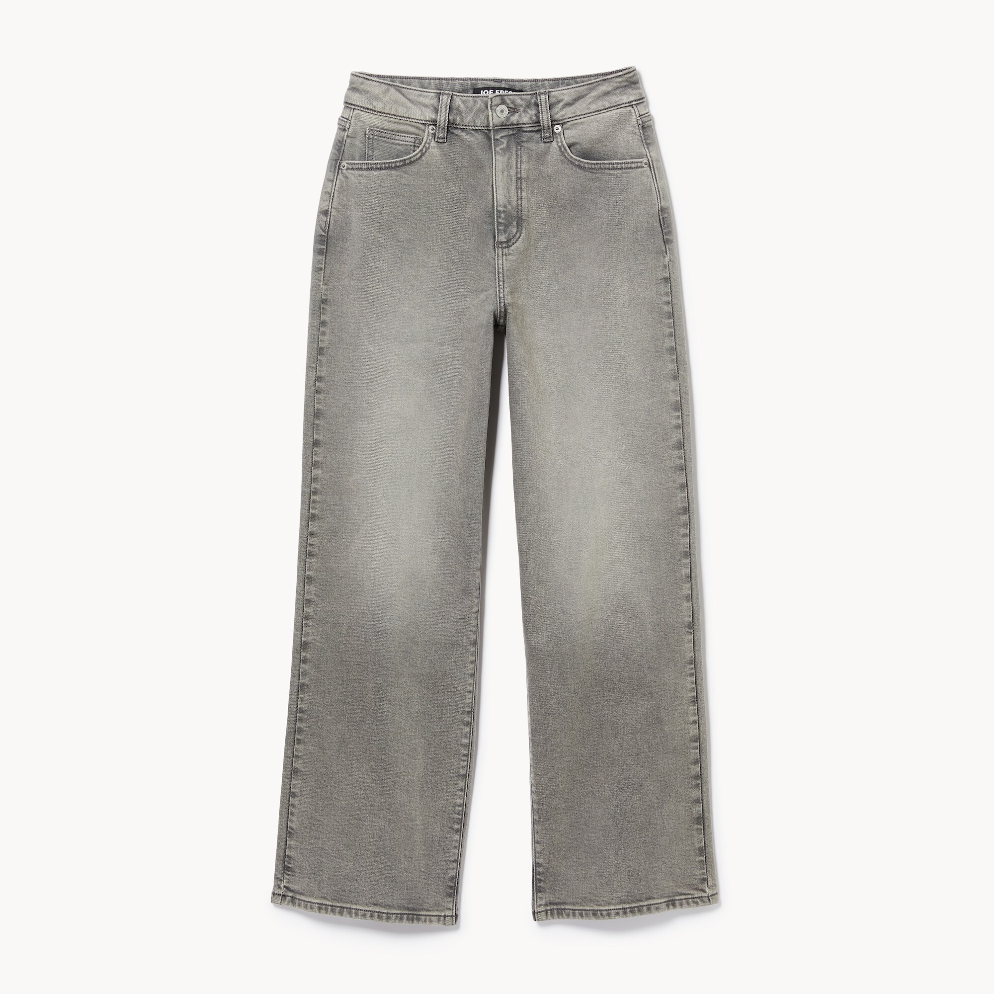 Jean délavé gris à taille haute et à jambe large