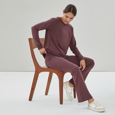 Micro French Terry Flared Sweatpant - Light Burgundy