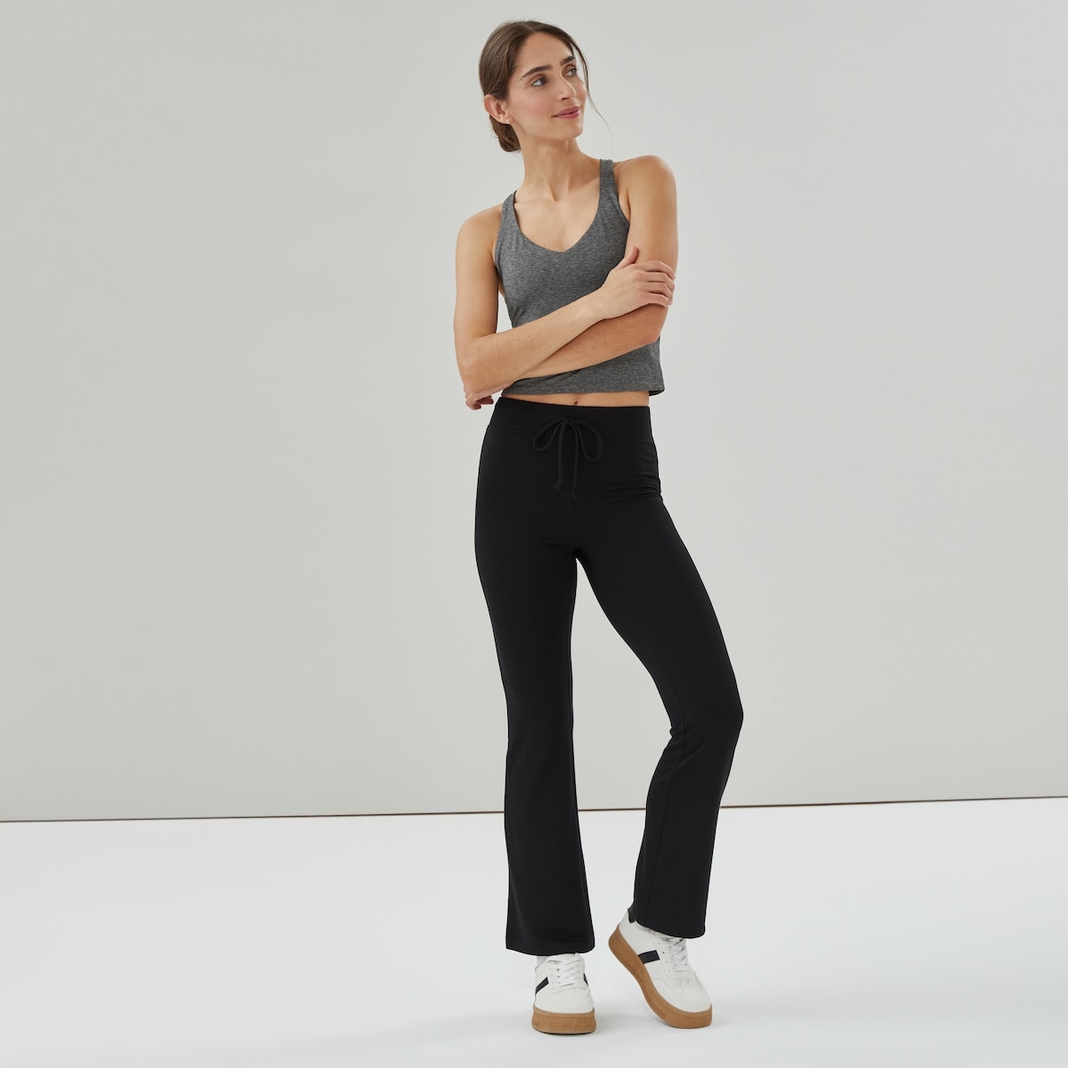 Micro French Terry Flared Sweatpant - Black