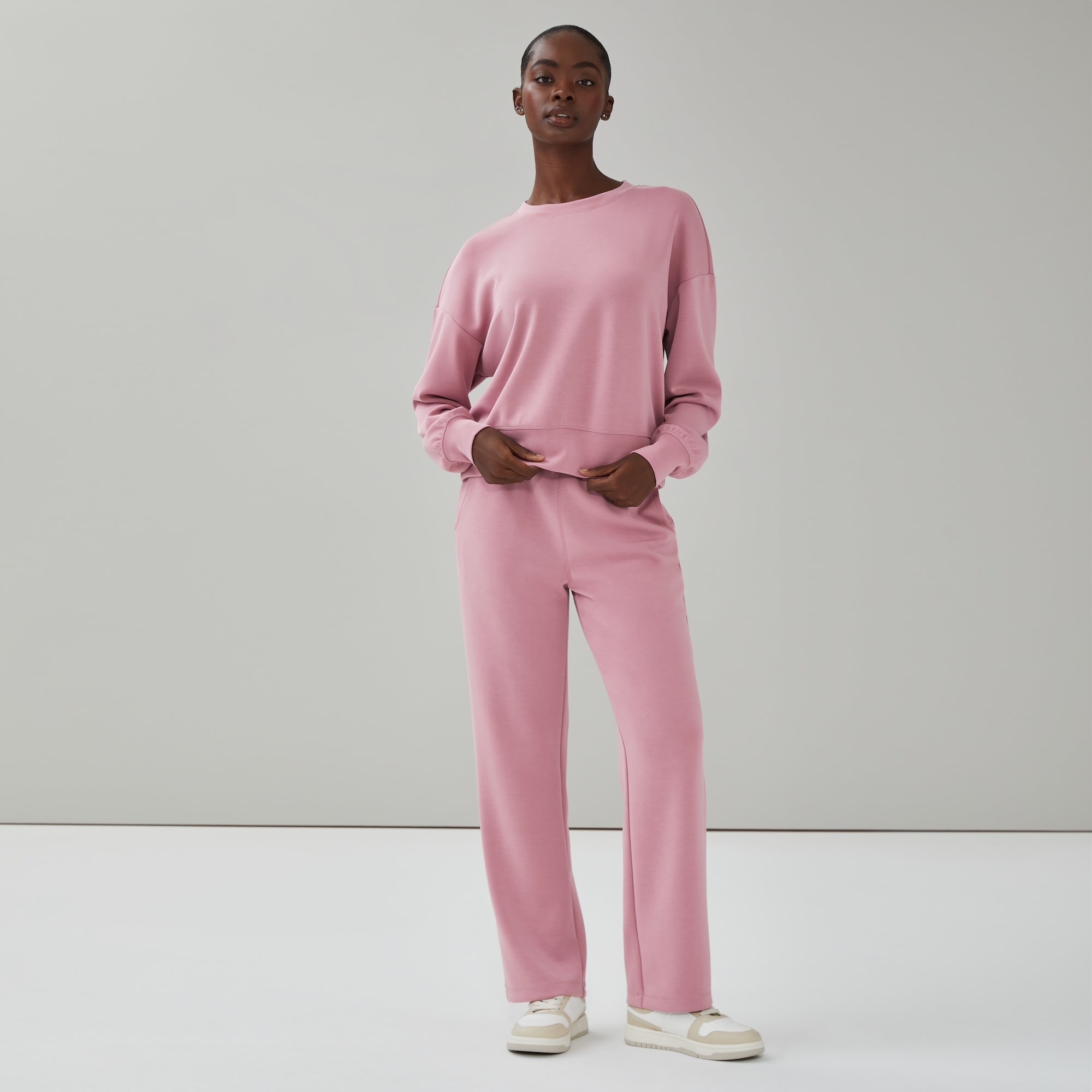 SoftWash Cropped Sweatshirt in Rose from Joe Fresh