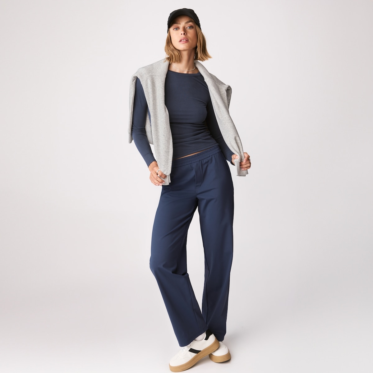 Pantalon tout-aller jambe large - Marine Fonc