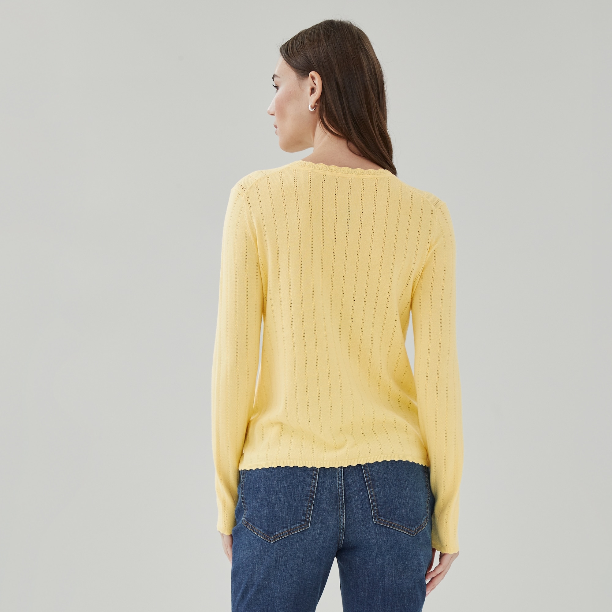 Pointelle Crewneck Sweater in Yellow from Joe Fresh