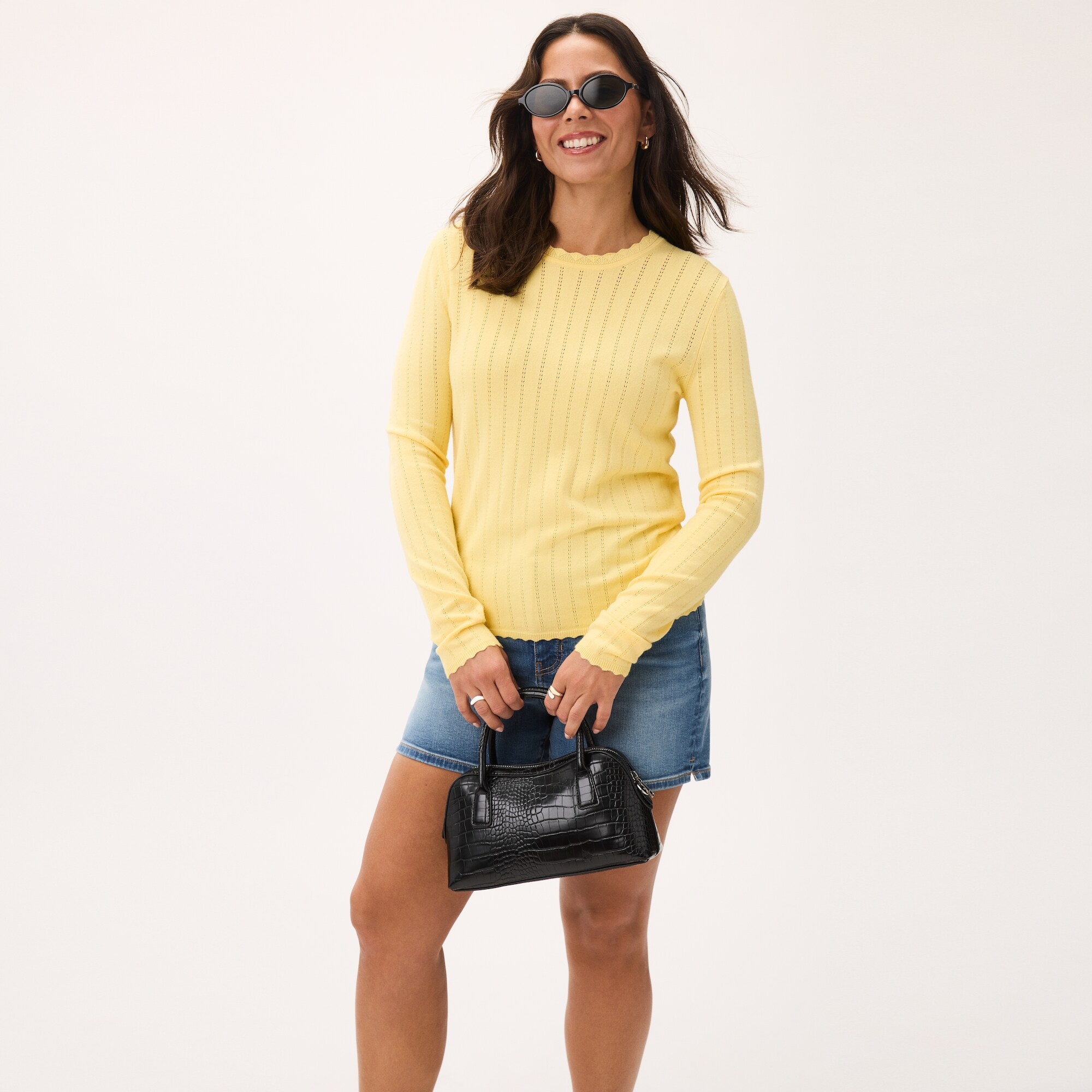Pointelle Crewneck Sweater