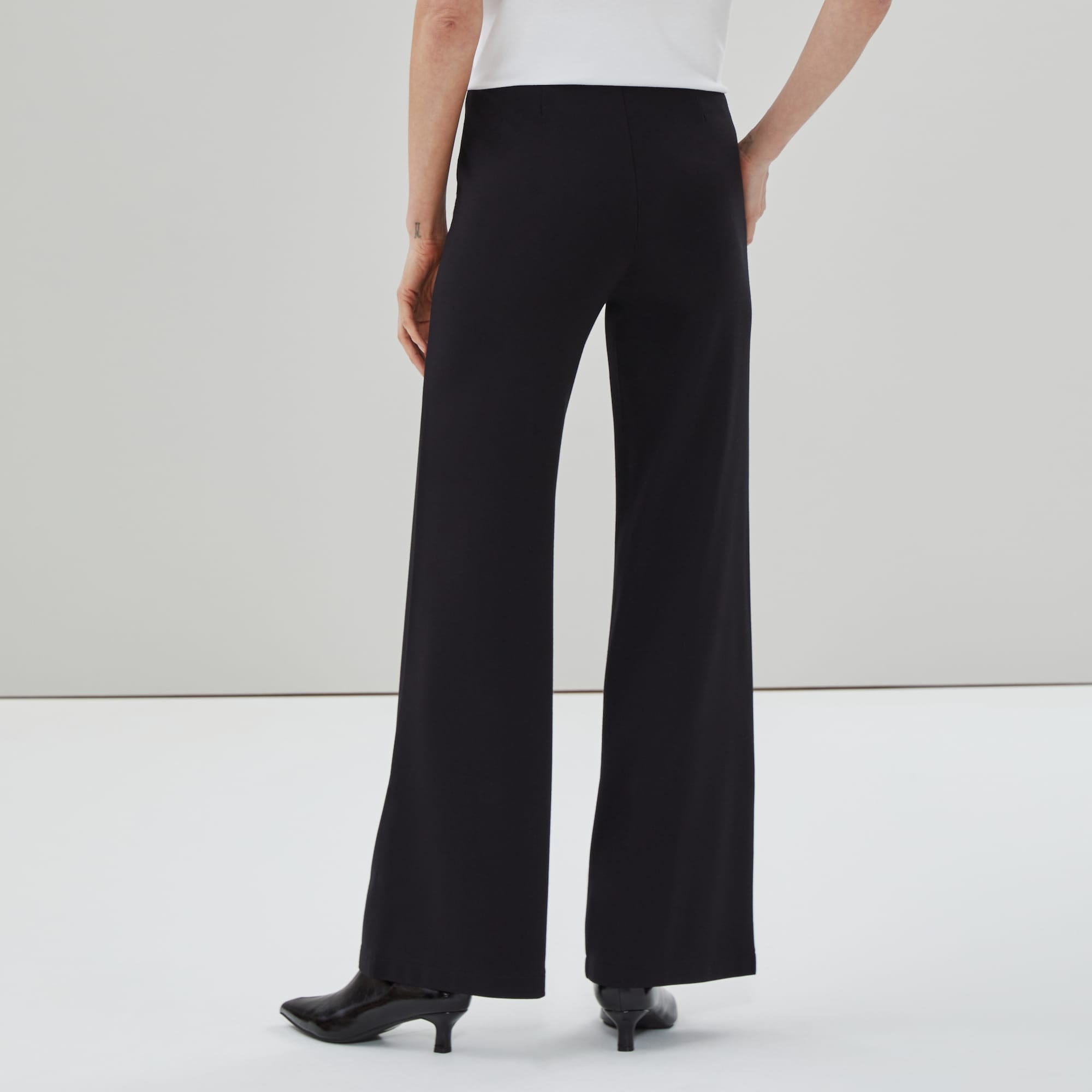 Pantalon à jambe large en point de Rome