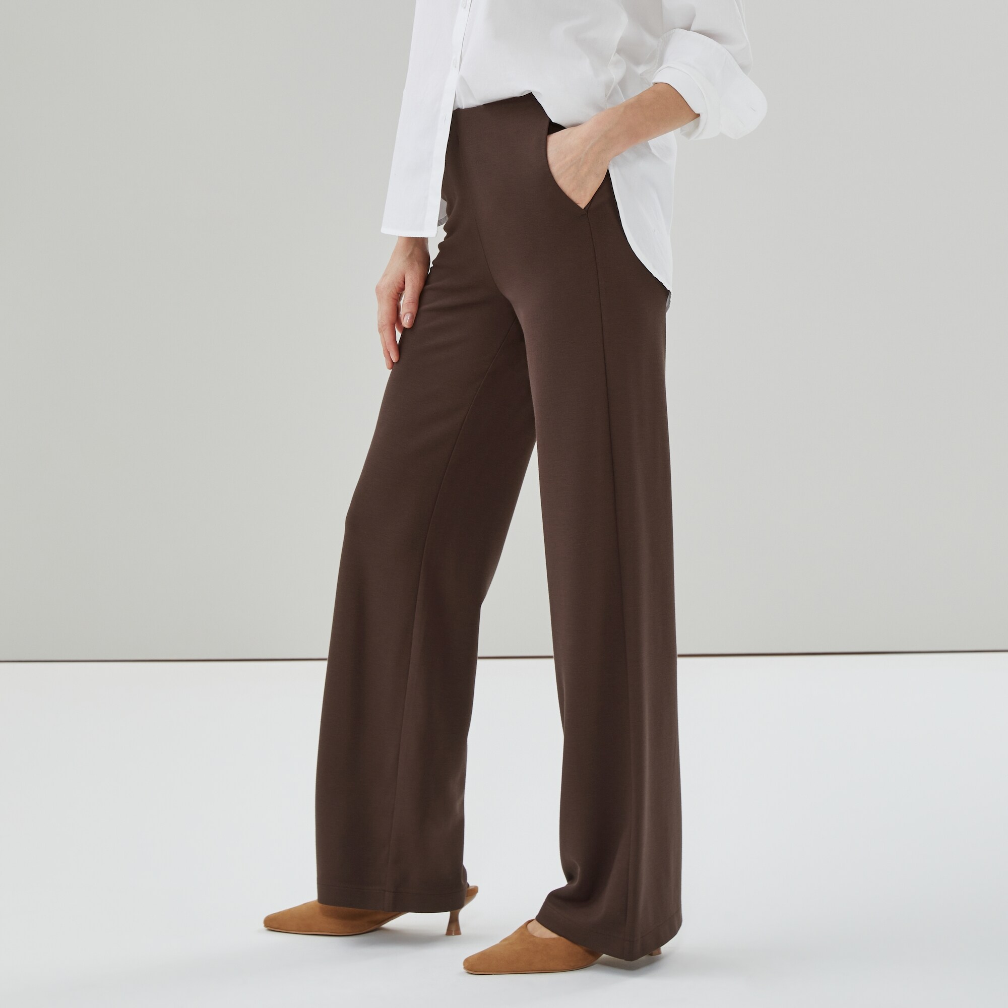 Pantalon à jambe large en point de Rome