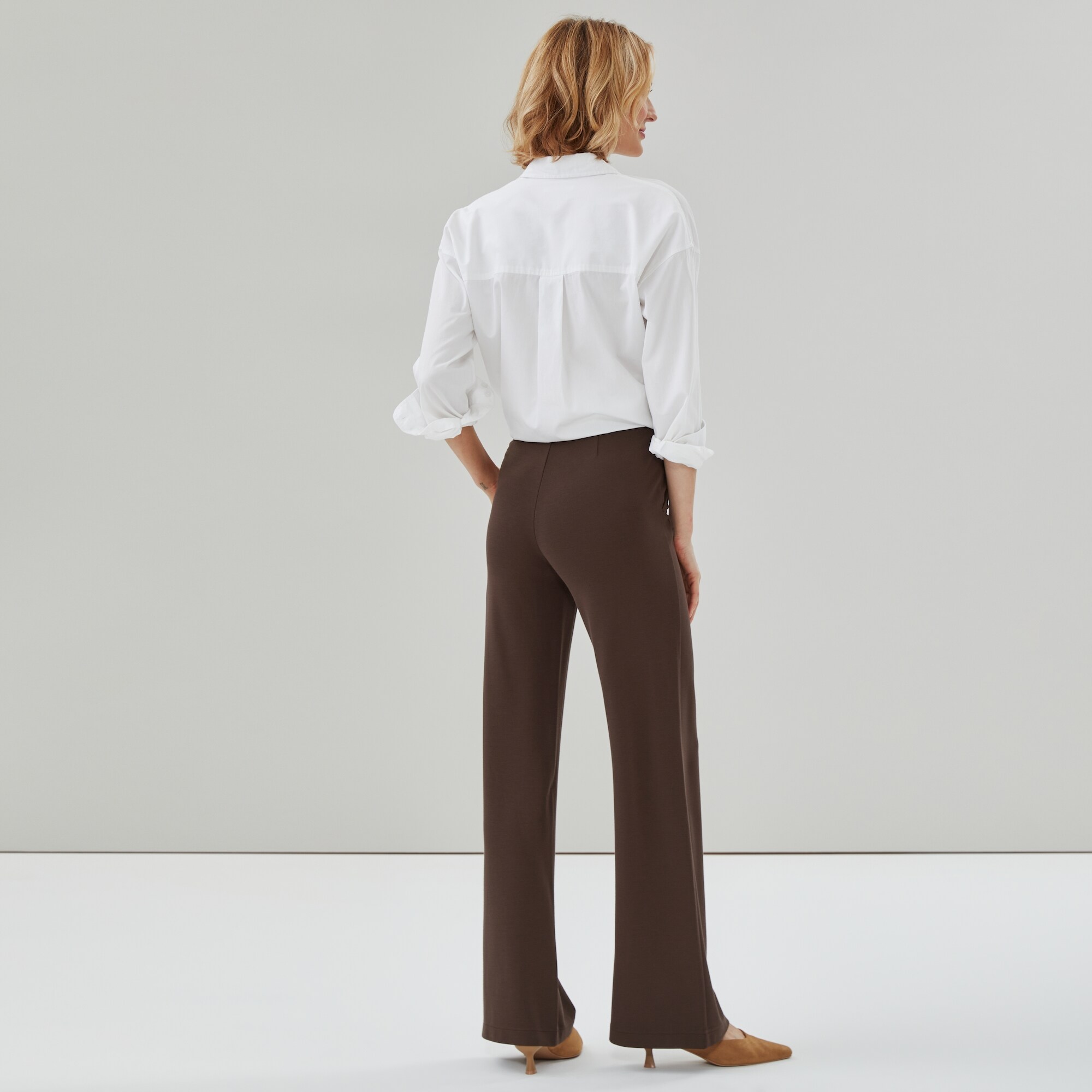 Pantalon à jambe large en point de Rome