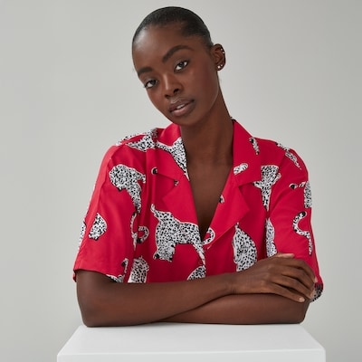 Chemisier de pyjama imprimé - Rouge Pâle