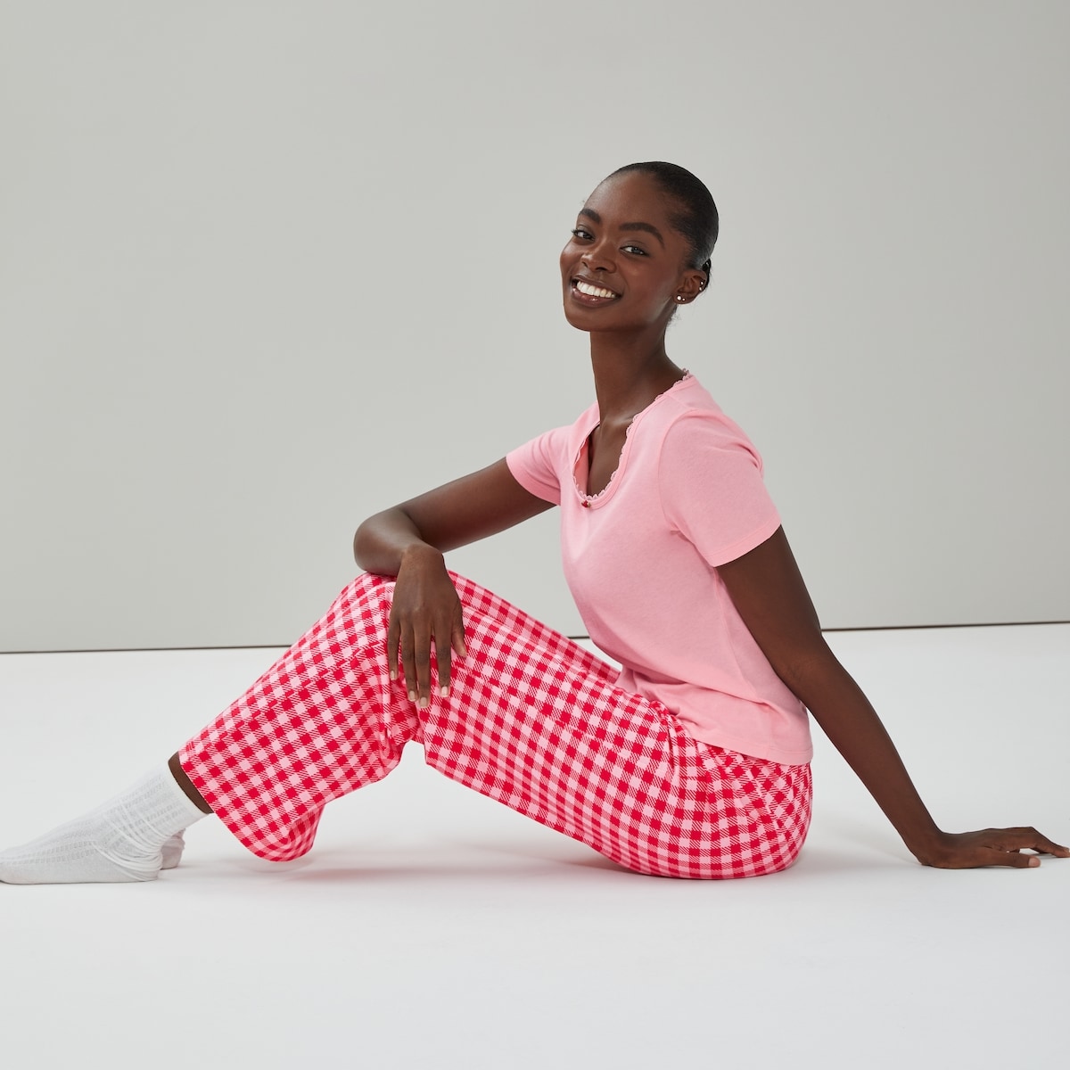 Pantalon de nuit imprim - Rose