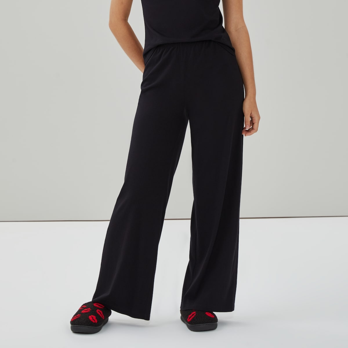 Pantalon de nuit jambe large - Noir