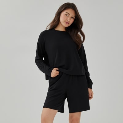 French Terry Lounge Top - Black
