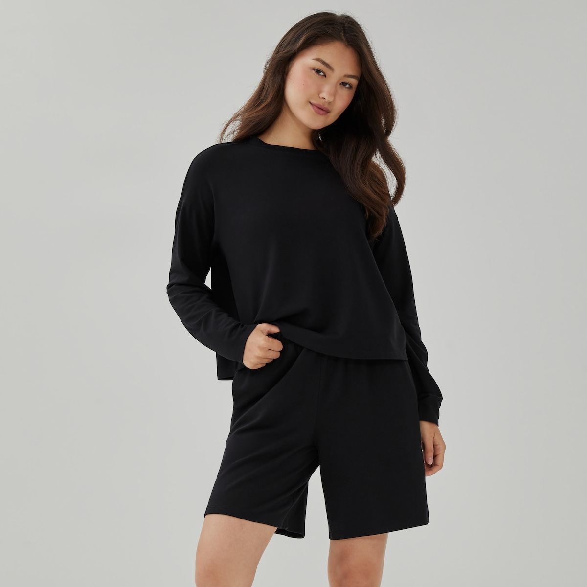 French Terry Lounge Top - Black