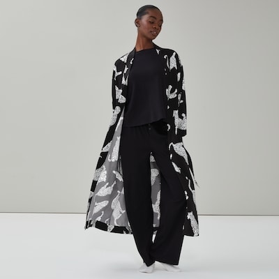 Printed Sleep Robe - Black