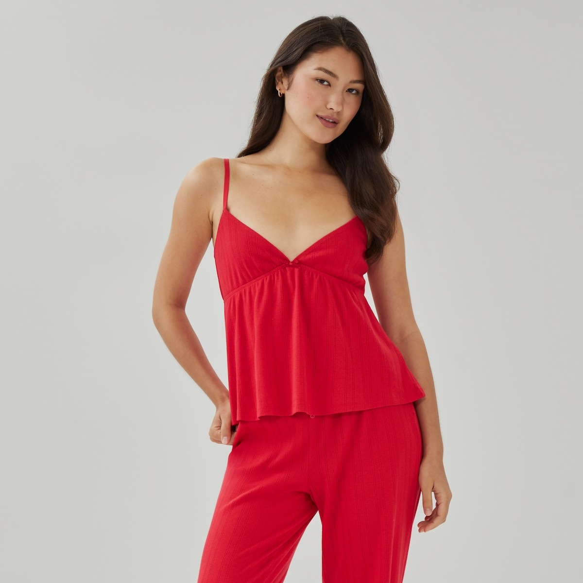 Cami de pyjama en pointelle - Rouge Ple